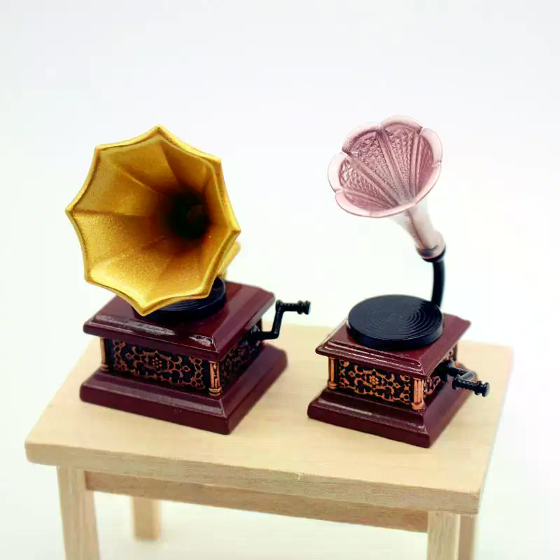 Kids Toys Home - Dollhouse Vintage Phonograph Miniatures Model Living