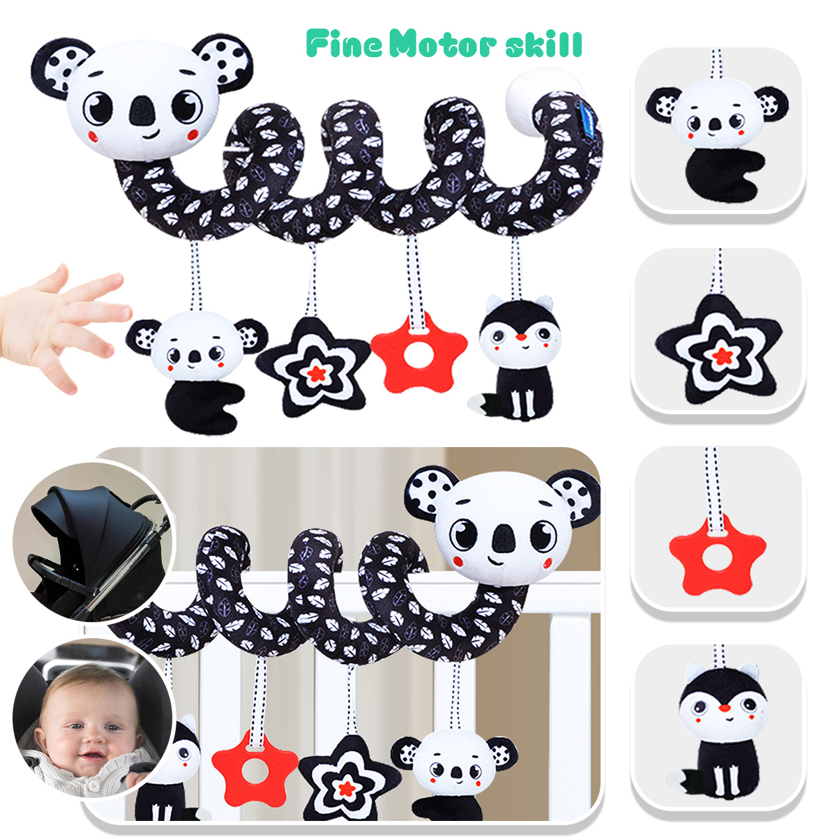 Spiral Plush Toys, Black White - Kids Toys New Born 评论和价格