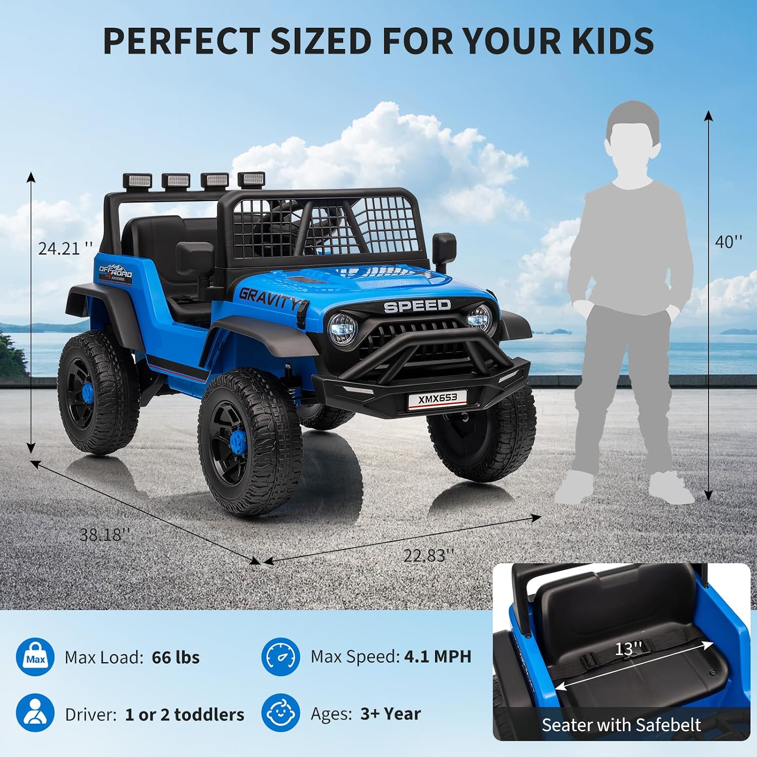 12V Kids Electric Single‑Seat  - Kids Toys Jeep 评论和价格