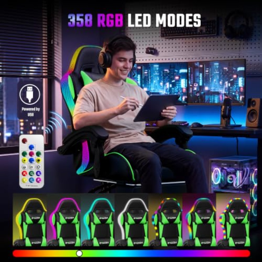 RGB gaming chair with footrest - Kids & Toys Expo Saudi Arabia 评论和价格