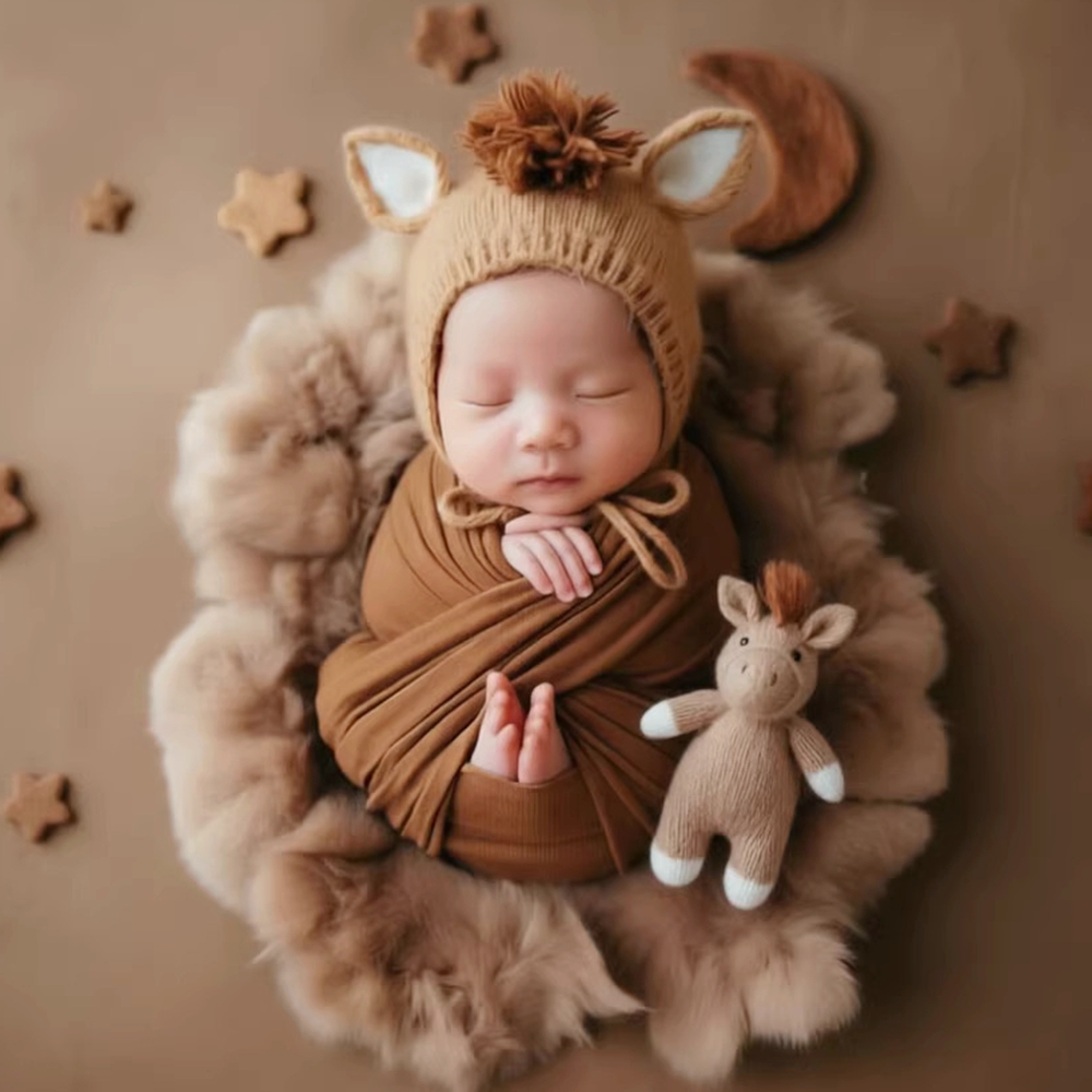 Knitted Horse Hat with Doll Ne - Kids Toys New Born 评论和价格